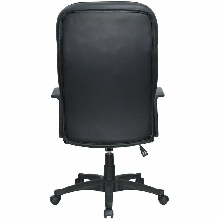 Image of Lorell 60116 Tufted Executive High-Back Office Chair, Black Seat Color, Leather Seat Material, Black Frame Color, 5-star Base, Black, 1 Each