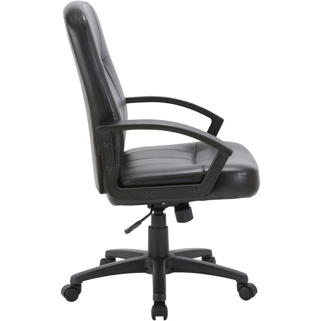 Image of Lorell Managerial Mid-Back Chair,26"x28"x42-1/2",Black Leather