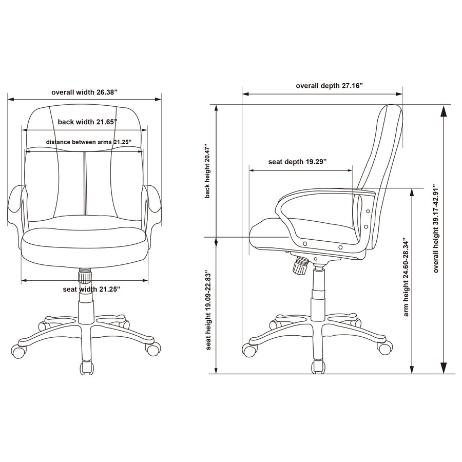 Image of Lorell Managerial Mid-Back Chair,26"x28"x42-1/2",Black Leather