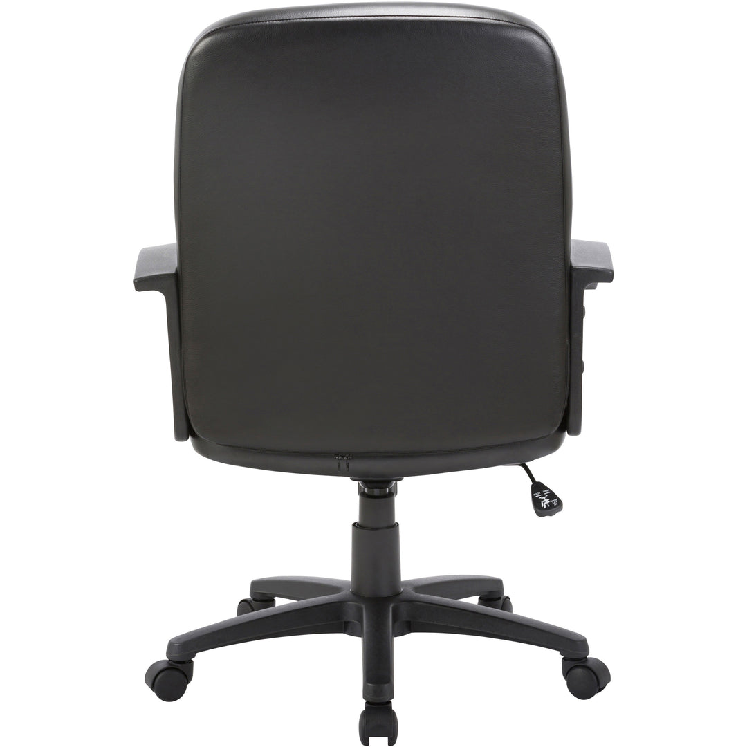 Image of Lorell Managerial Mid-Back Chair,26"x28"x42-1/2",Black Leather