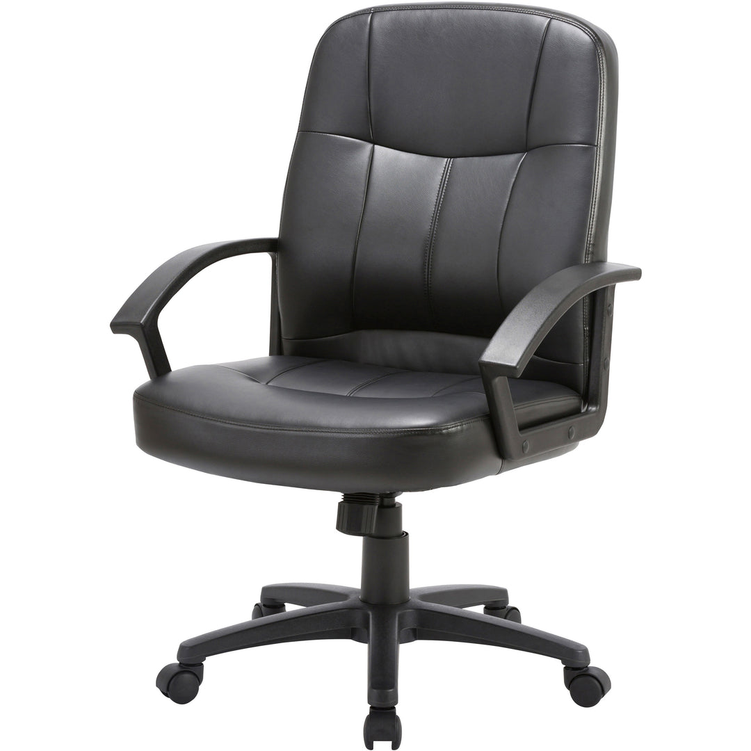 Image of Lorell Managerial Mid-Back Chair,26"x28"x42-1/2",Black Leather