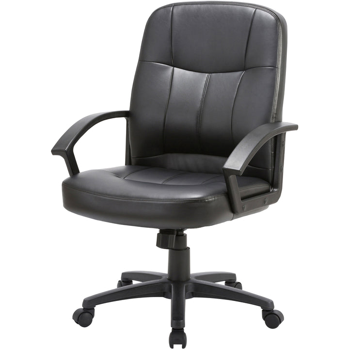 Image of Lorell Managerial Mid-Back Chair,26"x28"x42-1/2",Black Leather