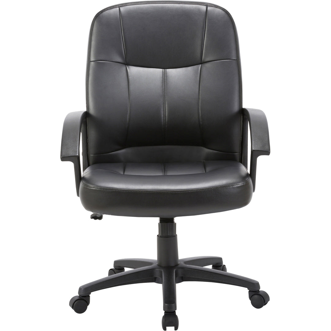 Image of Lorell Managerial Mid-Back Chair,26"x28"x42-1/2",Black Leather