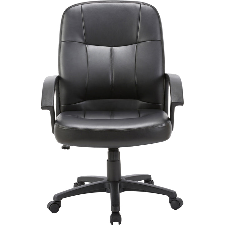 Image of Lorell Managerial Mid-Back Chair,26"x28"x42-1/2",Black Leather