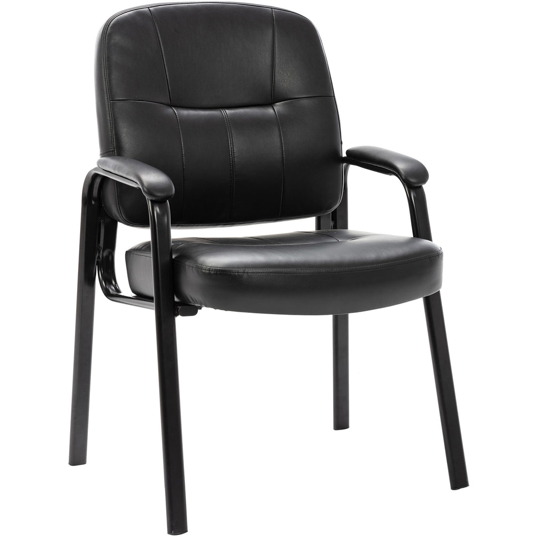 Image of Lorell Guest Chair, 26"x28"x35-1/2", Black Leather