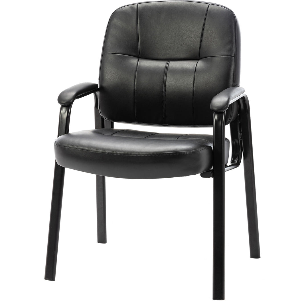 Image of Lorell Guest Chair, 26"x28"x35-1/2", Black Leather