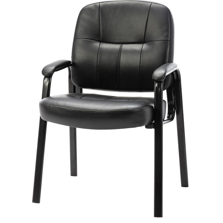 Image of Lorell Guest Chair, 26"x28"x35-1/2", Black Leather