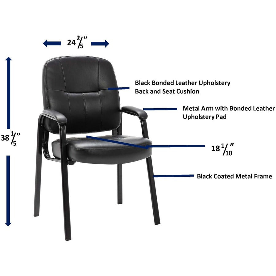 Image of Lorell Guest Chair, 26"x28"x35-1/2", Black Leather