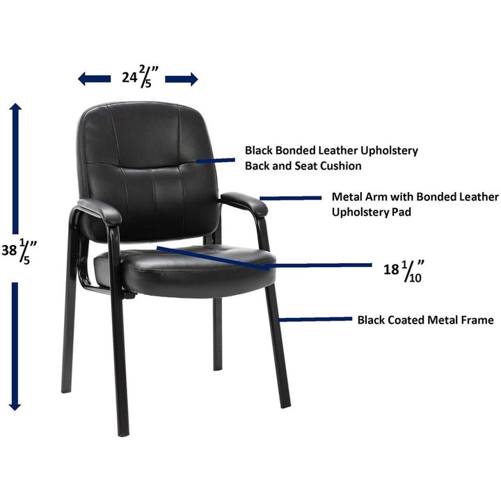 Image of Lorell Guest Chair, 26"x28"x35-1/2", Black Leather