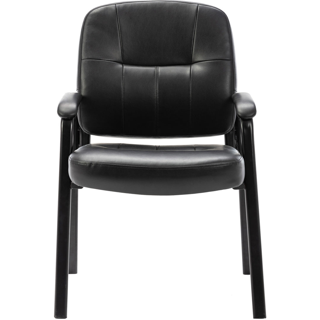 Image of Lorell Guest Chair, 26"x28"x35-1/2", Black Leather