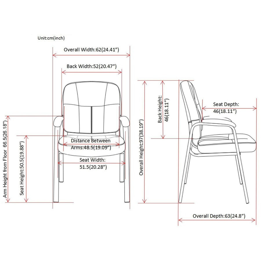 Image of Lorell Guest Chair, 26"x28"x35-1/2", Black Leather