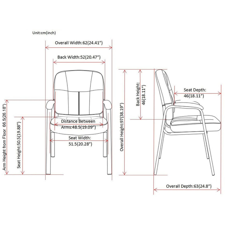Image of Lorell Guest Chair, 26"x28"x35-1/2", Black Leather