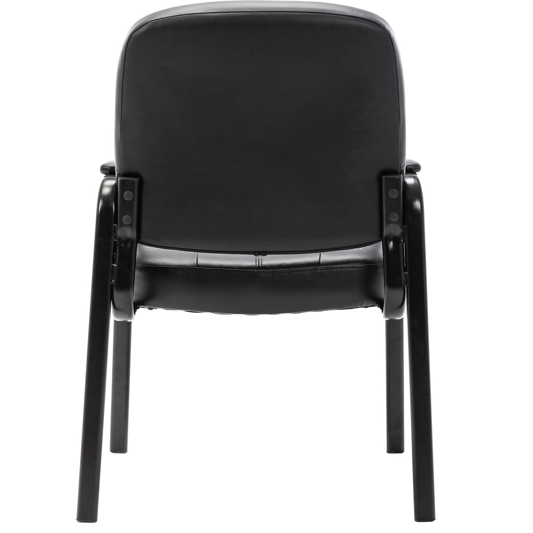 Image of Lorell Guest Chair, 26"x28"x35-1/2", Black Leather
