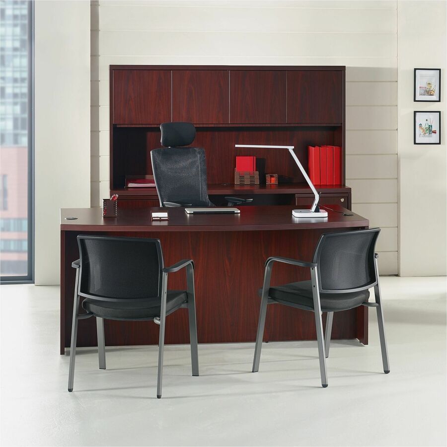 Image of Lorell Guest Chair, 26"x28"x35-1/2", Black Leather