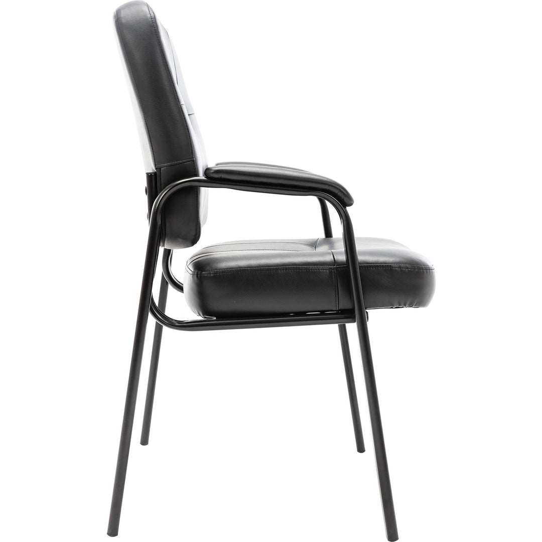 Image of Lorell Guest Chair, 26"x28"x35-1/2", Black Leather