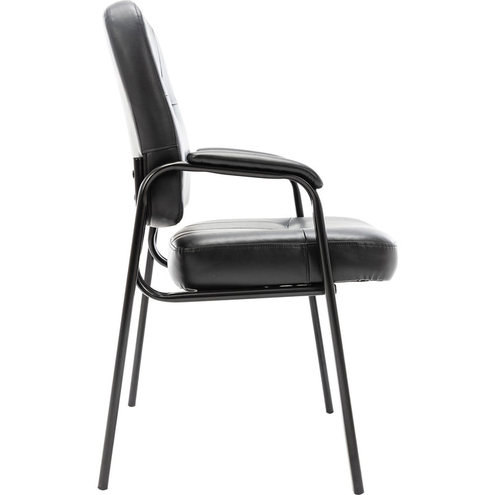 Image of Lorell Guest Chair, 26"x28"x35-1/2", Black Leather