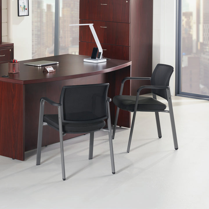 Image of Lorell Guest Chair, 26"x28"x35-1/2", Black Leather
