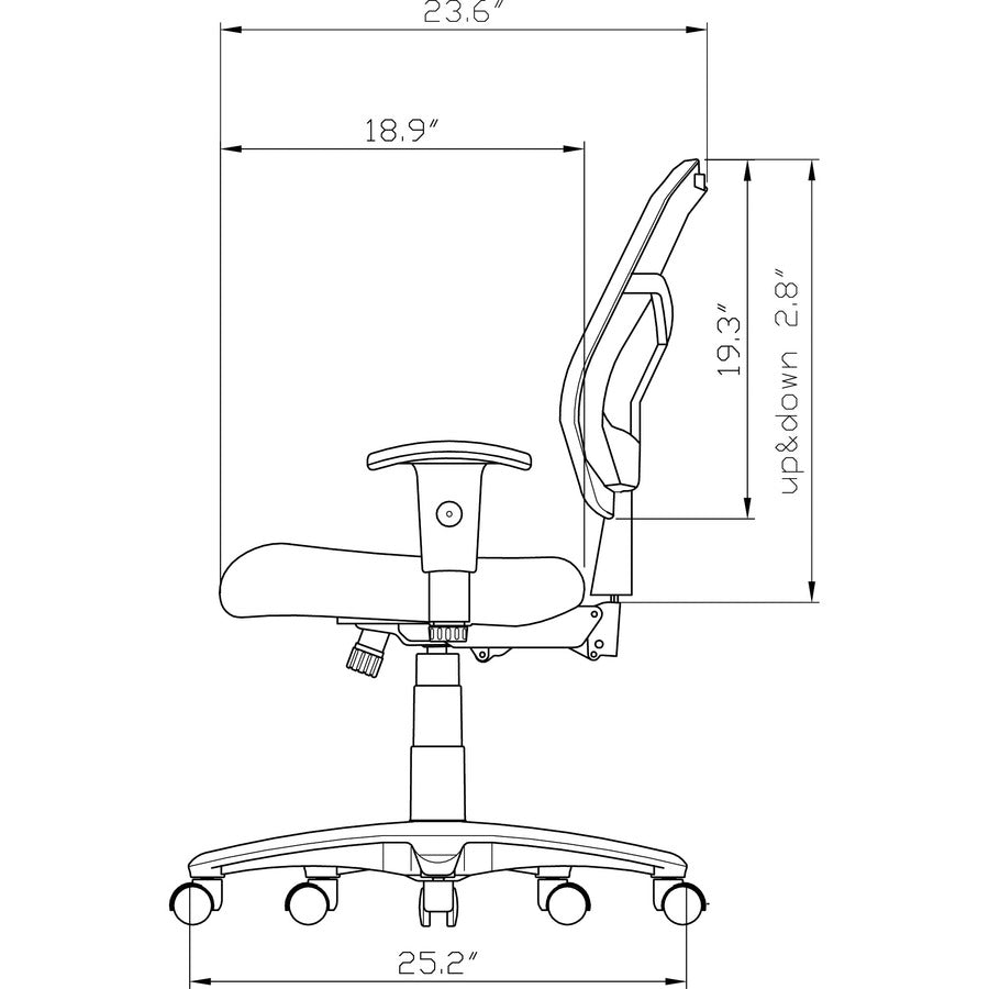 Image of Lorell Mid-back Task Chair, 26-3/4"x26"x39-1/4-42", Gray