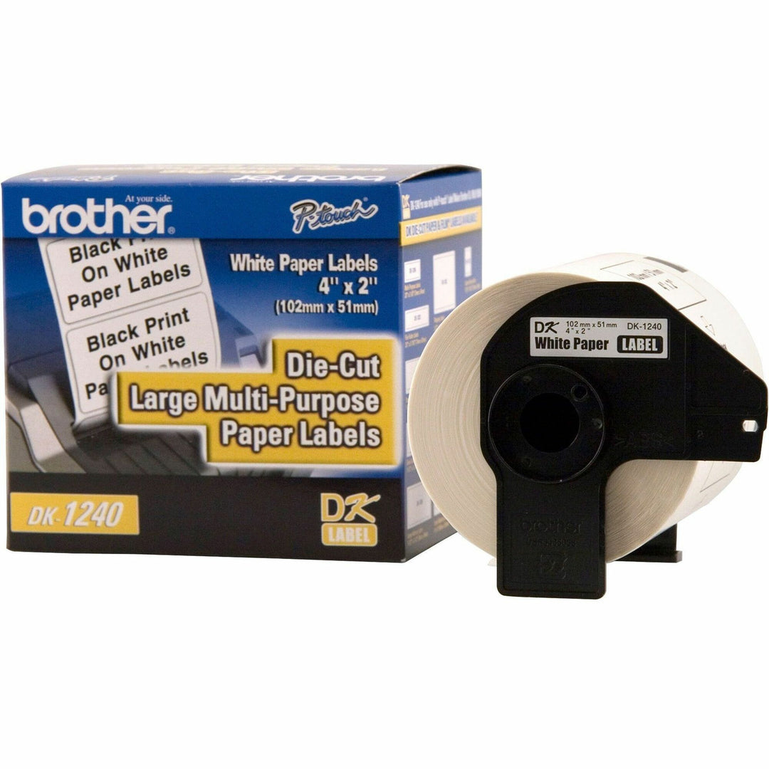 Image of Brother Multipurpose Paper Labels, f/QL, Large, 4"x2",600/RL, WE