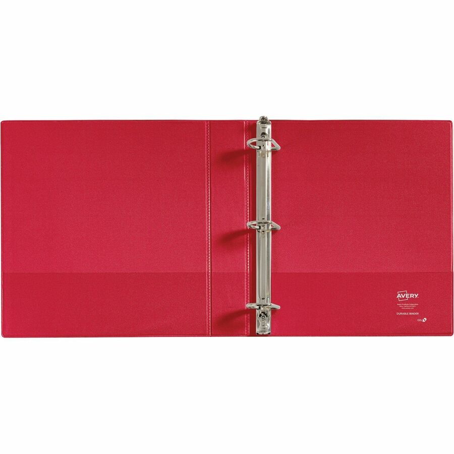 Image of Avery® Durable Non-View Binder With Durahinge And Slant Rings, 3 Rings, 1.5" Capacity, 11 X 8.5, Red