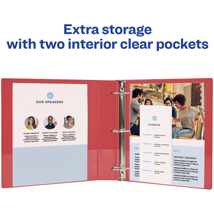 Image of Avery® Durable Non-View Binder With Durahinge And Slant Rings, 3 Rings, 1" Capacity, 11 X 8.5, Red