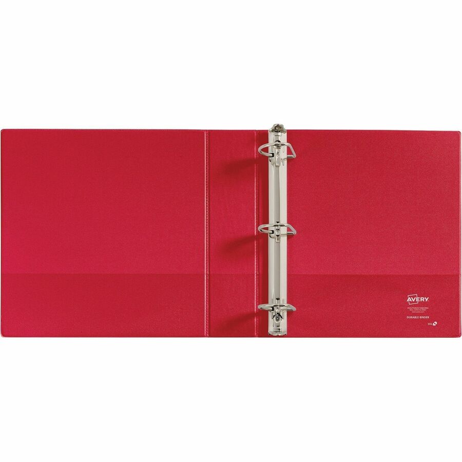 Image of Avery® Durable Non-View Binder With Durahinge And Slant Rings, 3 Rings, 2" Capacity, 11 X 8.5, Red