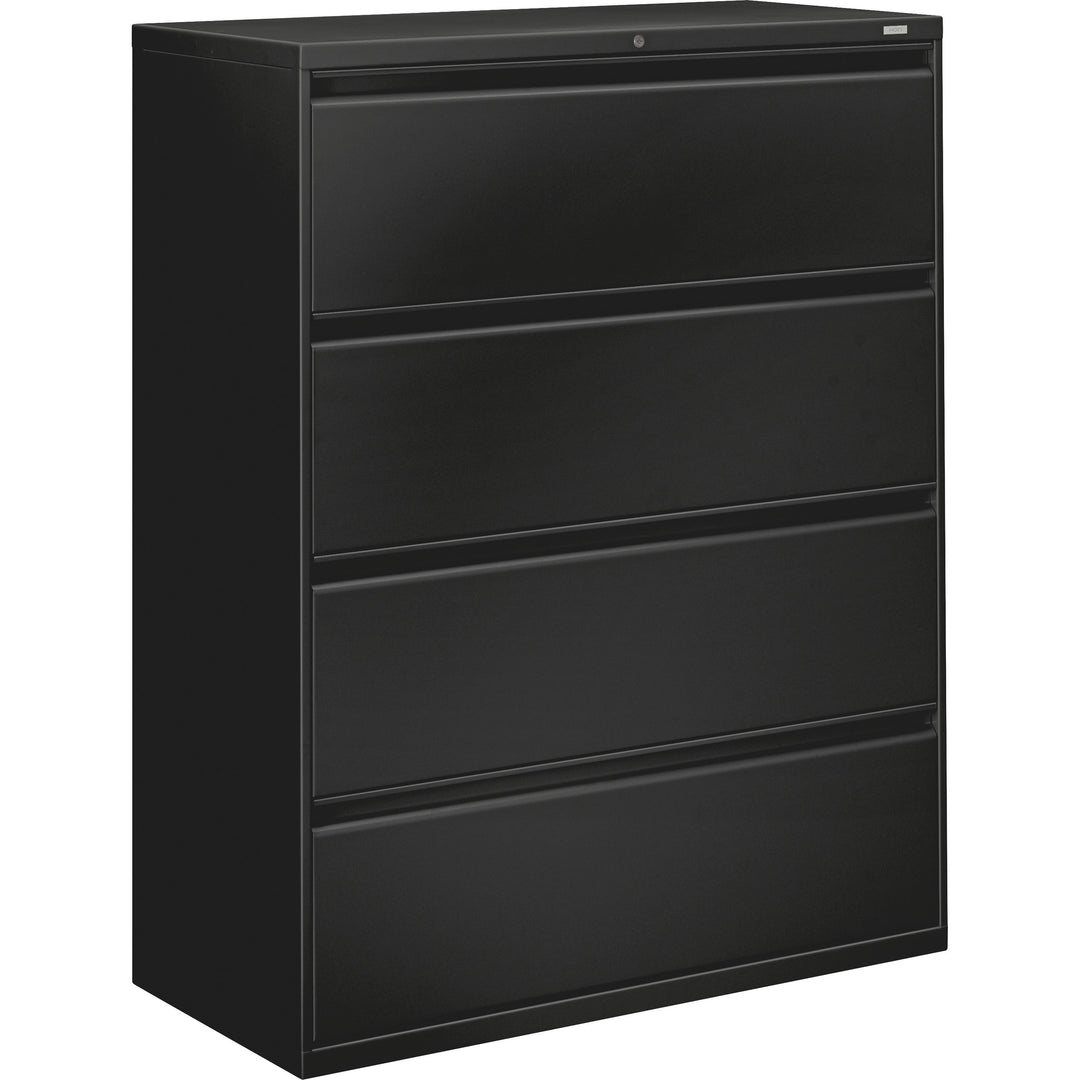 Image of HON® Lateral File, 4-Drawer, w/Lock, 42"x19-1/4"x53-1/4", Black