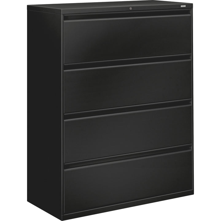 Image of HON® Lateral File, 4-Drawer, w/Lock, 42"x19-1/4"x53-1/4", Black