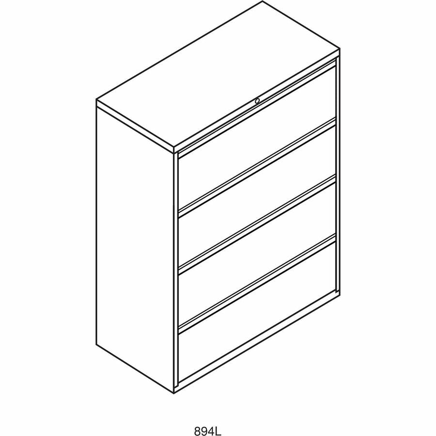 Image of HON® Lateral File, 4-Drawer, w/Lock, 42"x19-1/4"x53-1/4", Black