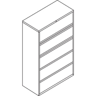 Image of HON® Lateral File, 5-Drawer, Locking, 42"x18"x64-1/4", Black