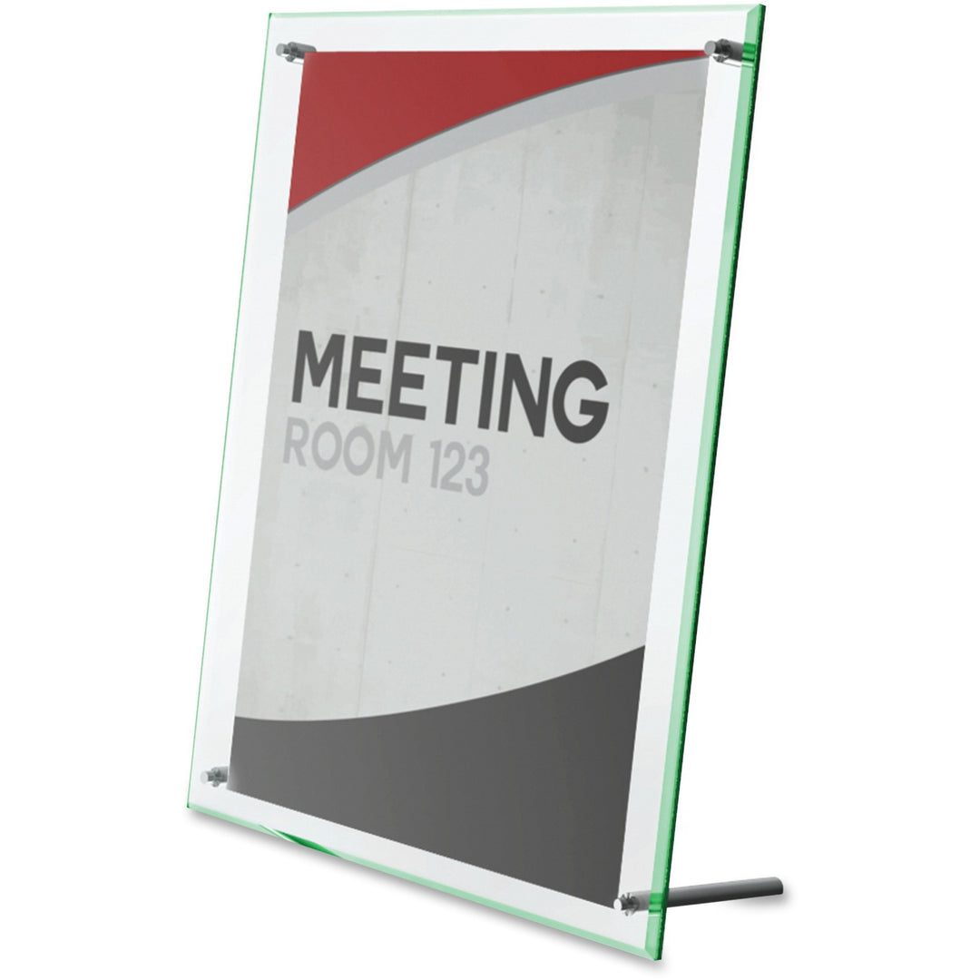 Image of deflecto® Superior Image Beveled Edge Sign Holder, Letter Insert, Clear/green-Tinted Edges