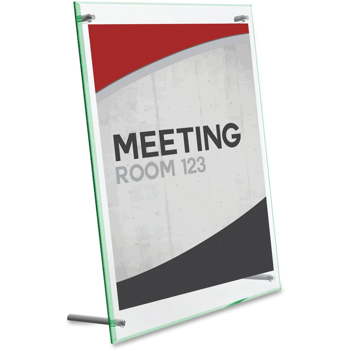 Image of deflecto® Superior Image Beveled Edge Sign Holder, Letter Insert, Clear/green-Tinted Edges