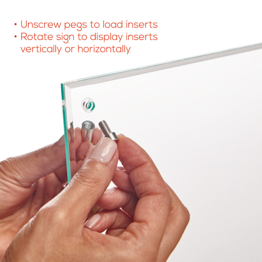 Image of deflecto® Superior Image Beveled Edge Sign Holder, Letter Insert, Clear/green-Tinted Edges