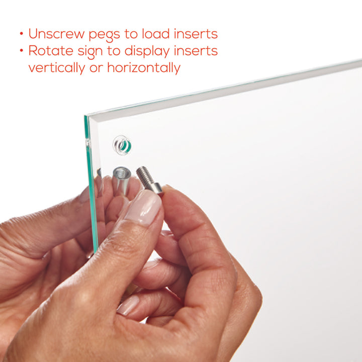 Image of deflecto® Superior Image Beveled Edge Sign Holder, Letter Insert, Clear/green-Tinted Edges