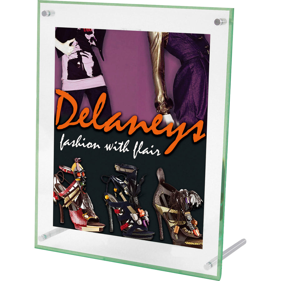Image of deflecto® Superior Image Beveled Edge Sign Holder, Letter Insert, Clear/green-Tinted Edges