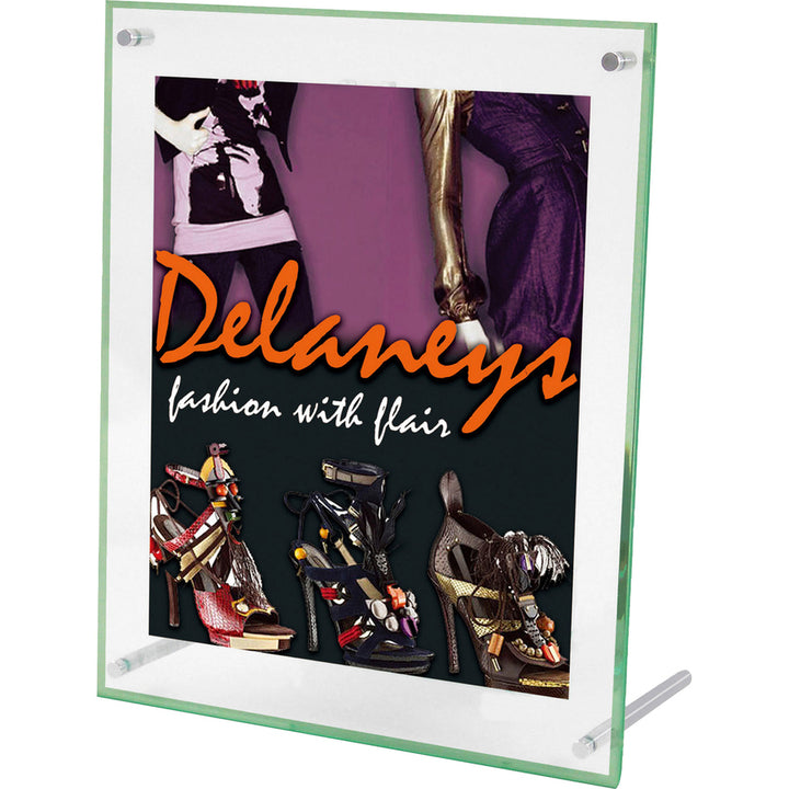 Image of deflecto® Superior Image Beveled Edge Sign Holder, Letter Insert, Clear/green-Tinted Edges