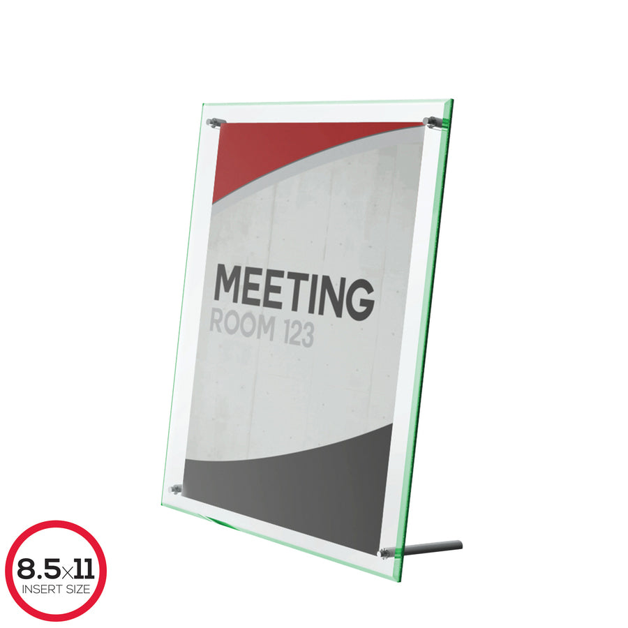 Image of deflecto® Superior Image Beveled Edge Sign Holder, Letter Insert, Clear/green-Tinted Edges