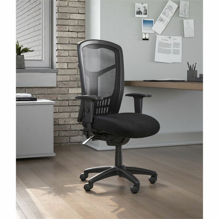 Image of Lorell High-Back Chair, Exec, Mesh, 28-1/2"x28-1/2"x45", Black
