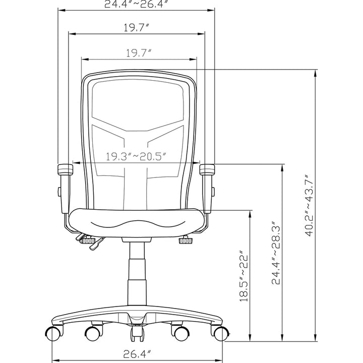 Image of Lorell High-Back Chair, Exec, Mesh, 28-1/2"x28-1/2"x45", Black