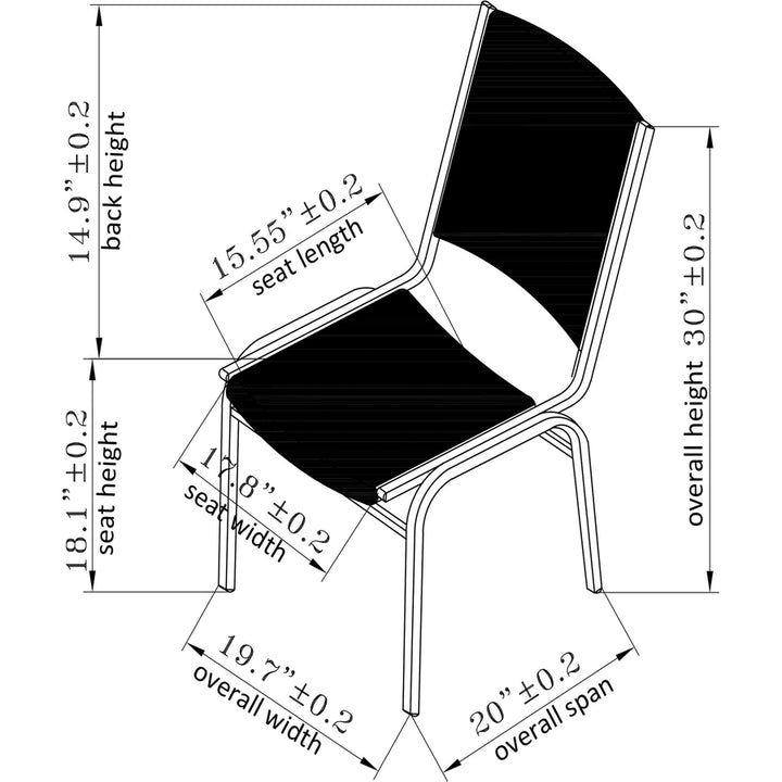 Image of Lorell Stacking Chairs, Armless, 20-3/4"x19-3/8"x35-5/8",4/CT,Black