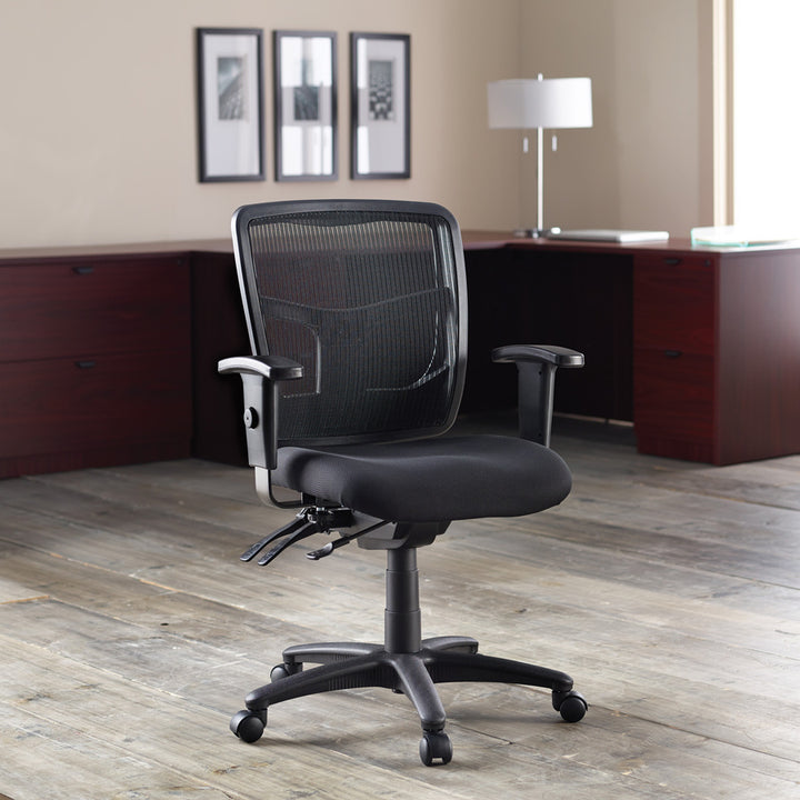 Image of Lorell Mid-Back Chair,Mesh,25-1/4"x23-1/2"x40-1/2",Black