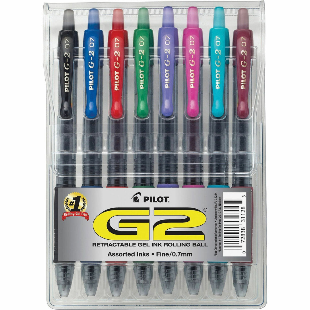 Image of G2 31128 Premium Gel Ink Retractable Pens, 0.7 mm Fine Pen Point, Refillable, Retractable, Assorted Ink, Gel-based, 8 / Pack