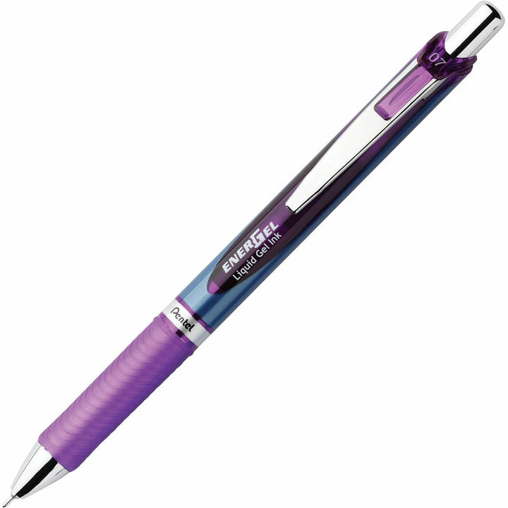 Image of Pentel® EnerGel RTX Gel Pen, Retractable, Medium 0.7 mm, Violet Ink, Violet/Blue Barrel