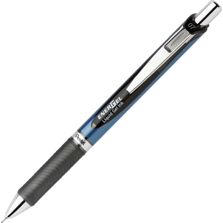 Image of Pentel® EnerGel RTX Gel Pen, Retractable, Medium 0.7 mm, Black Ink, Black/Blue Barrel