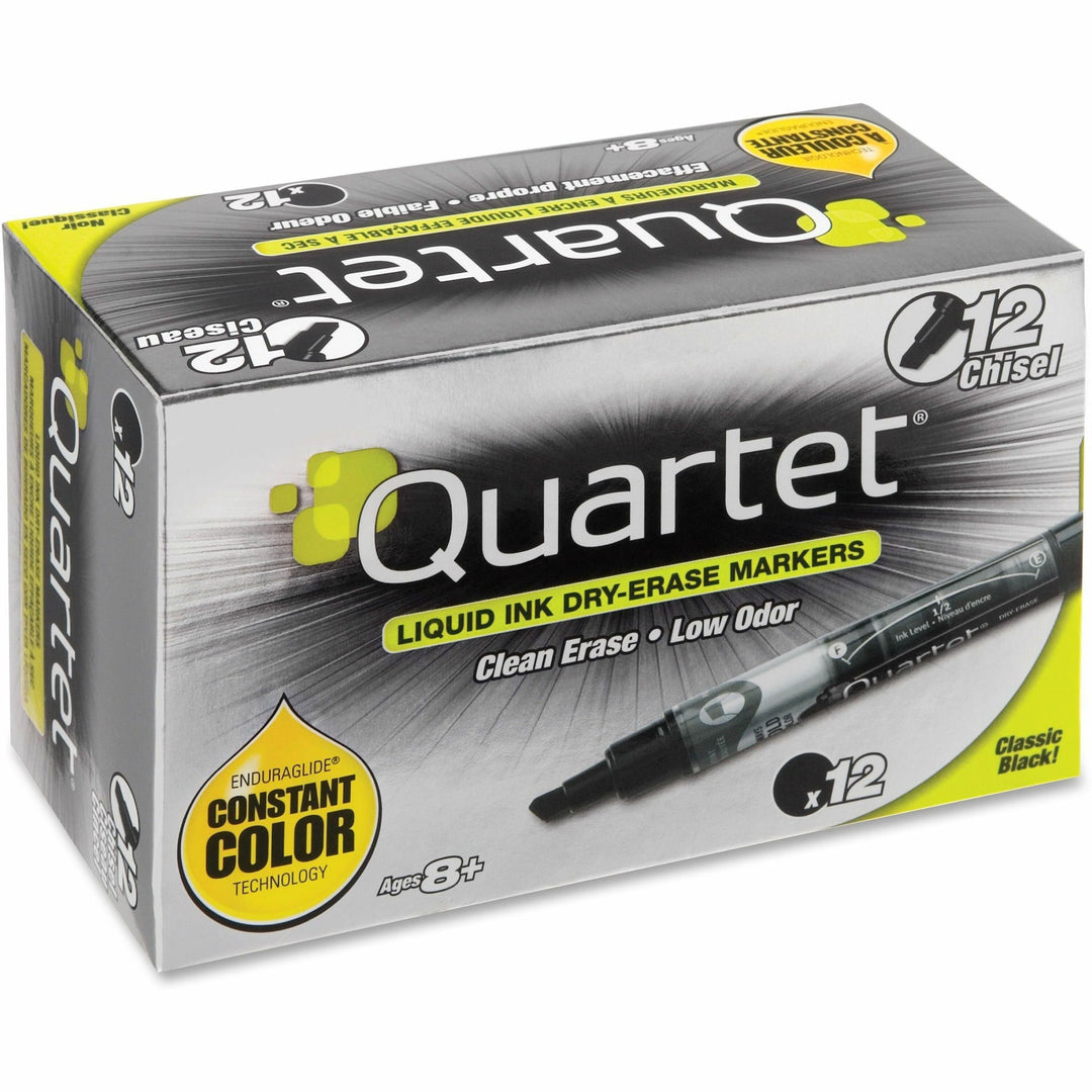 Image of Quartet 5001-2M EnduraGlide Dry-Erase Markers, Black Ink, Transparent Barrel, 12 / Box