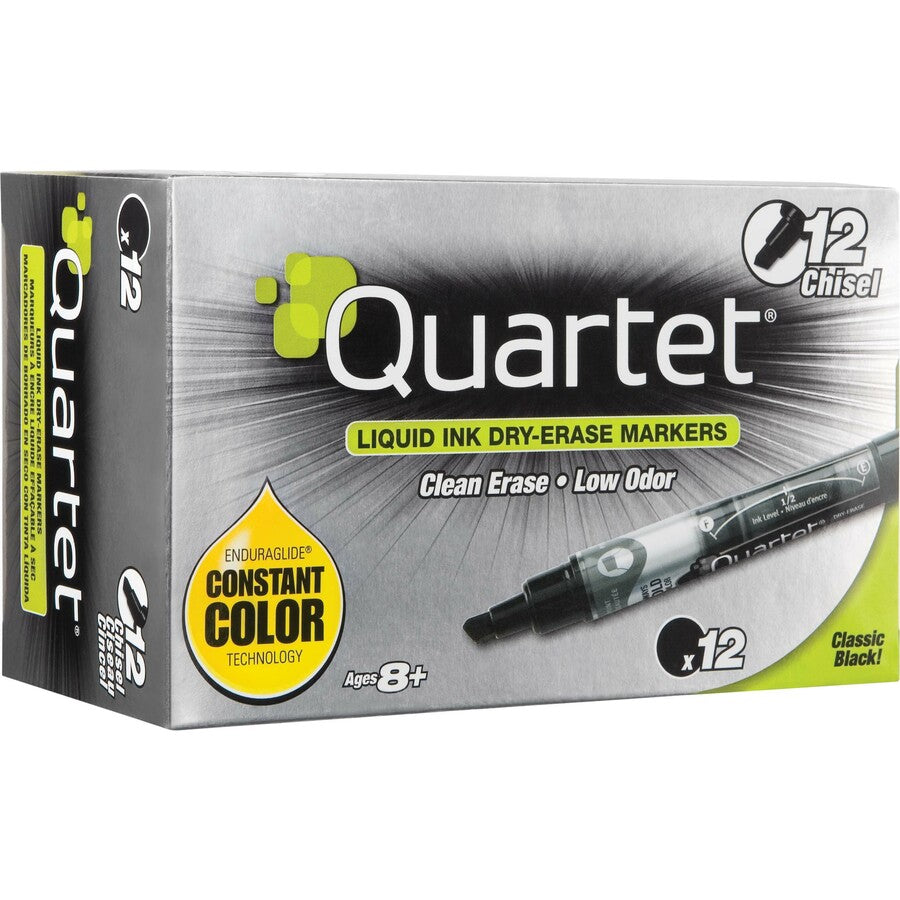 Image of Quartet 5001-2M EnduraGlide Dry-Erase Markers, Black Ink, Transparent Barrel, 12 / Box