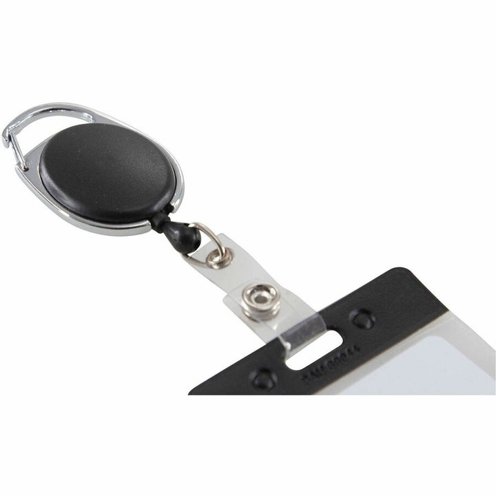 Image of Baumgartens® Clip ID Badge Reel, Caribiner Style, 30", Matte Black