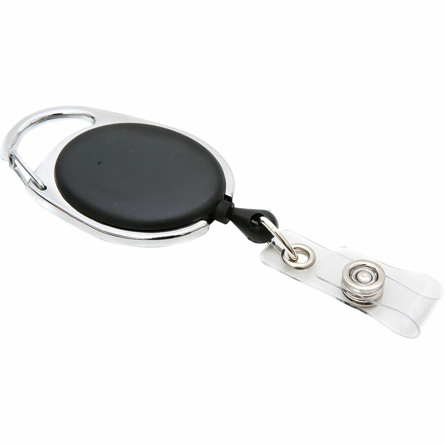 Image of Baumgartens® Clip ID Badge Reel, Caribiner Style, 30", Matte Black