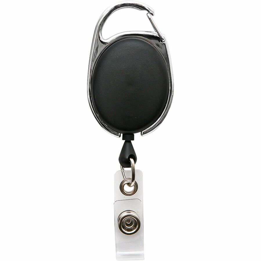 Image of Baumgartens® Clip ID Badge Reel, Caribiner Style, 30", Matte Black