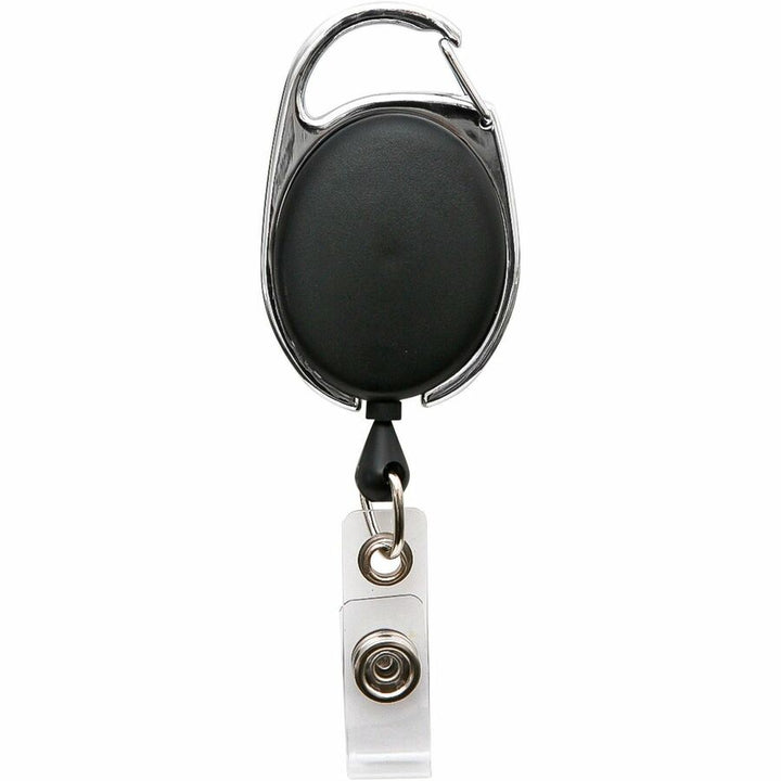 Image of Baumgartens® Clip ID Badge Reel, Caribiner Style, 30", Matte Black